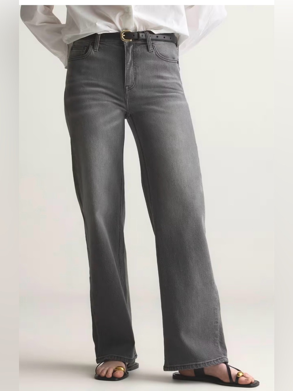 Quince Sz 28 Bella Stretch Relaxed Straight Leg Jeans in Stonewashed Grey NWOT